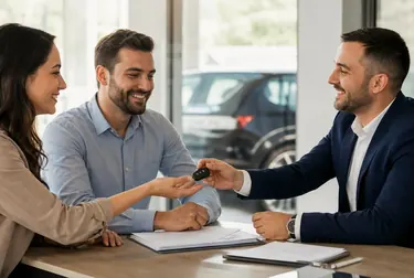 Despachante orientando cliente sobre transferência de veículo.